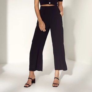 Aritzia Wilfred Faun Pants High-waisted Wide-leg in Black (Size Large)